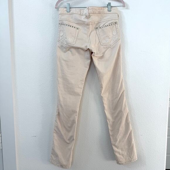 ISABEL MARANT Embroidered Studded Skinny Jeans Beige Cotton Boho Chic FR38 US 6 - Picture 8 of 9
